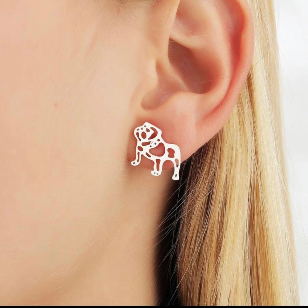 Bulldog Earrings Silver